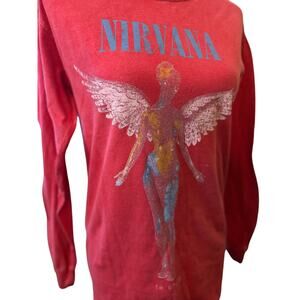 Nirvana In Utero Long Sleeve Red Vintage Washed Tee, Grunge, 90s, Small, NWOT